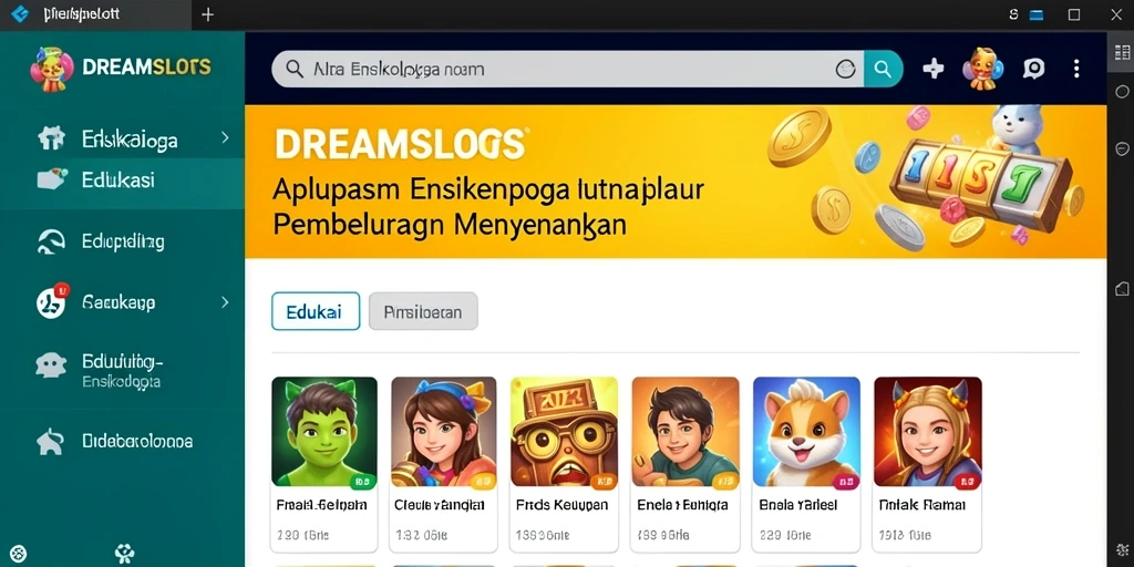 Tampilan antarmuka utama DREAMSLOTS yang informatif dan menarik.