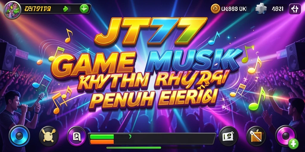 Tampilan antarmuka game Musik Rhythm yang dinamis dan penuh warna.