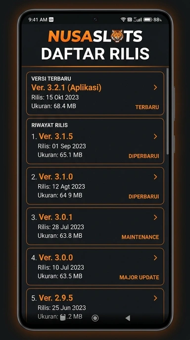 Tampilan riwayat versi nusaslots